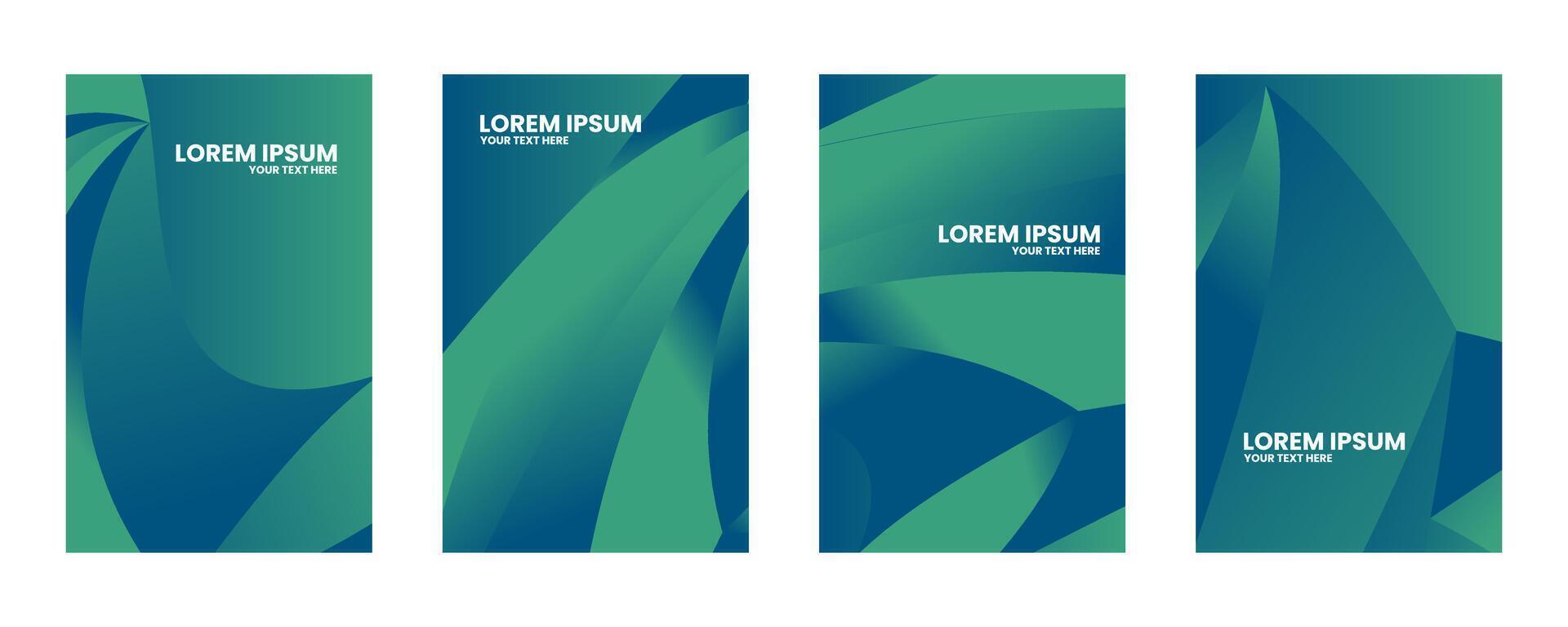 three banners with green and blue shapes vector