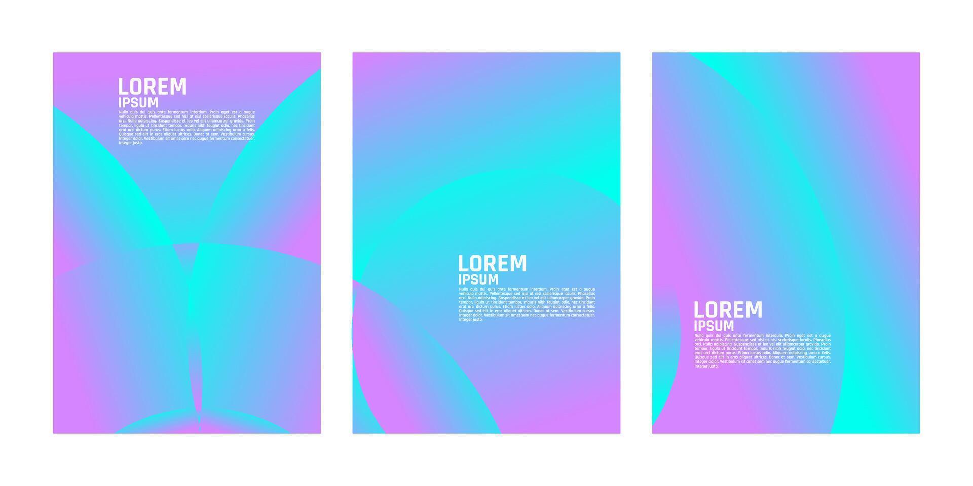 three vertical banners with purple and blue shapes vector