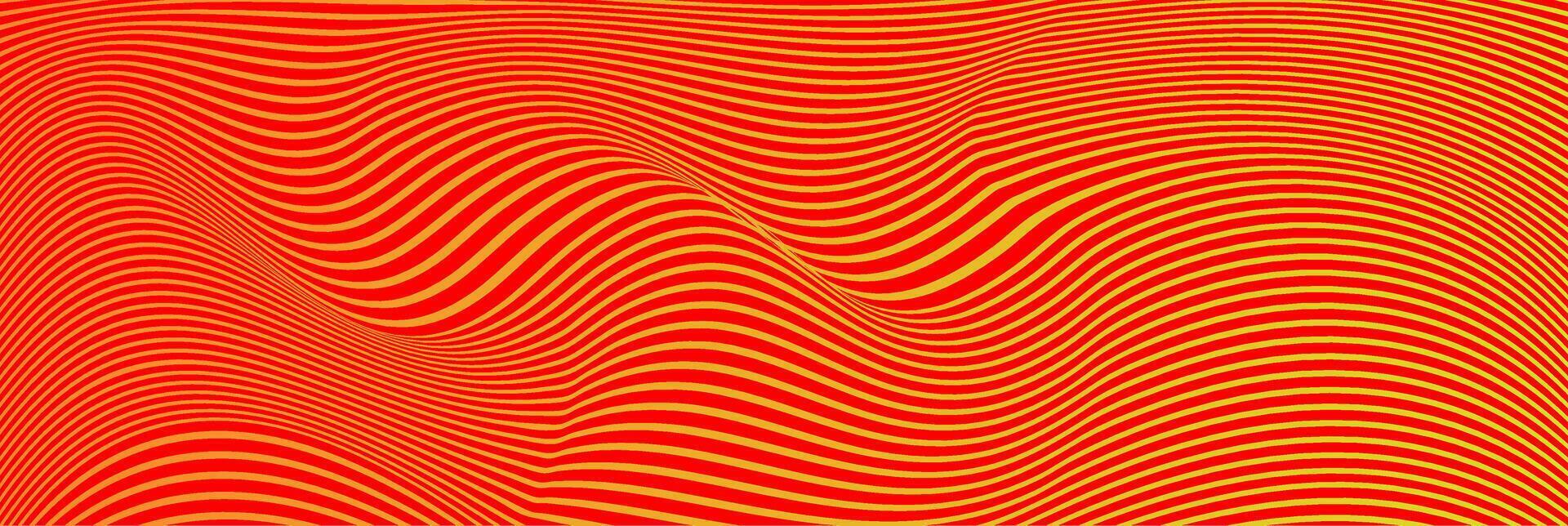 a red and yellow background with wavy lines vector