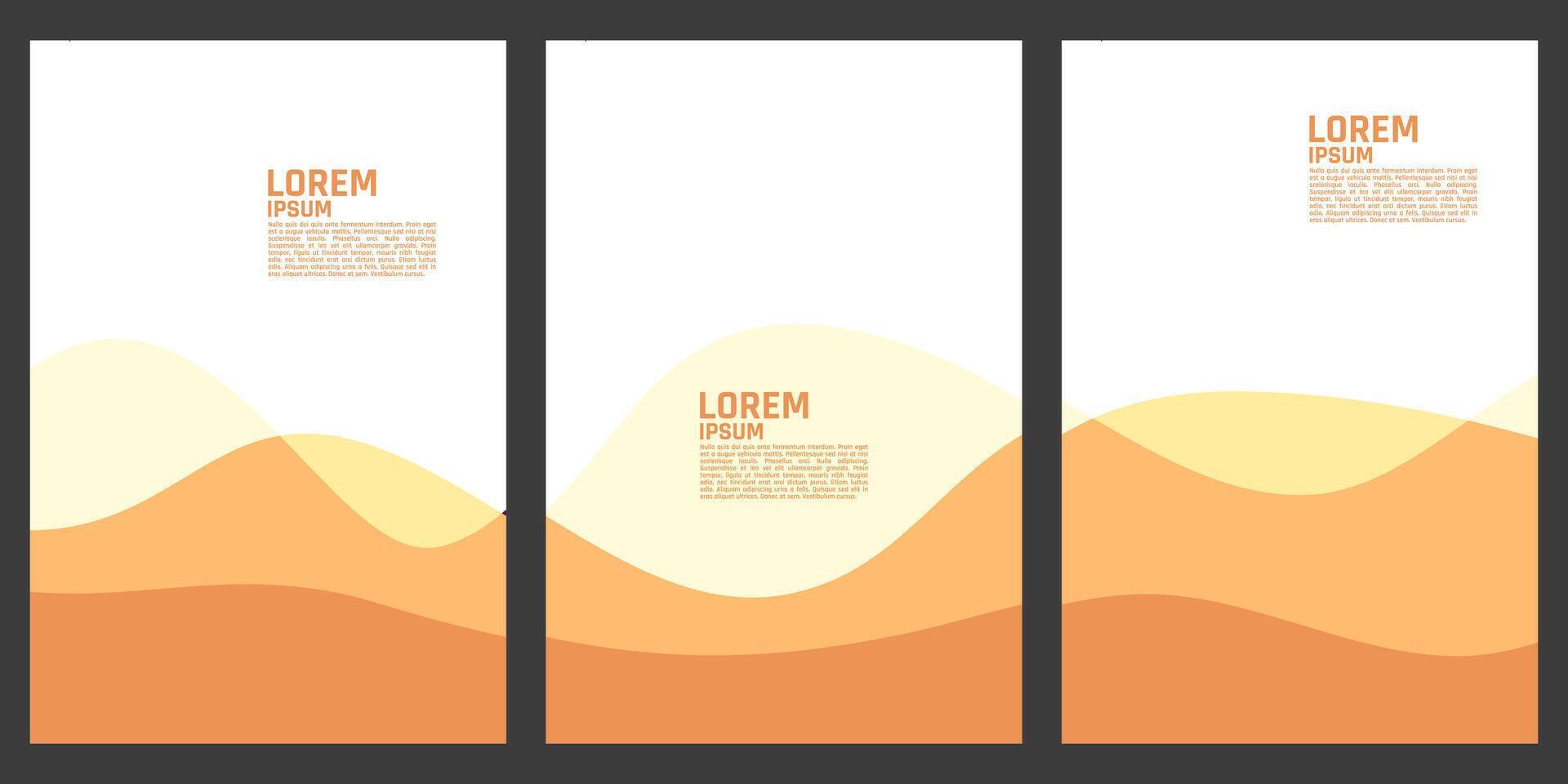 three vertical banner or cover books with orange waves vector