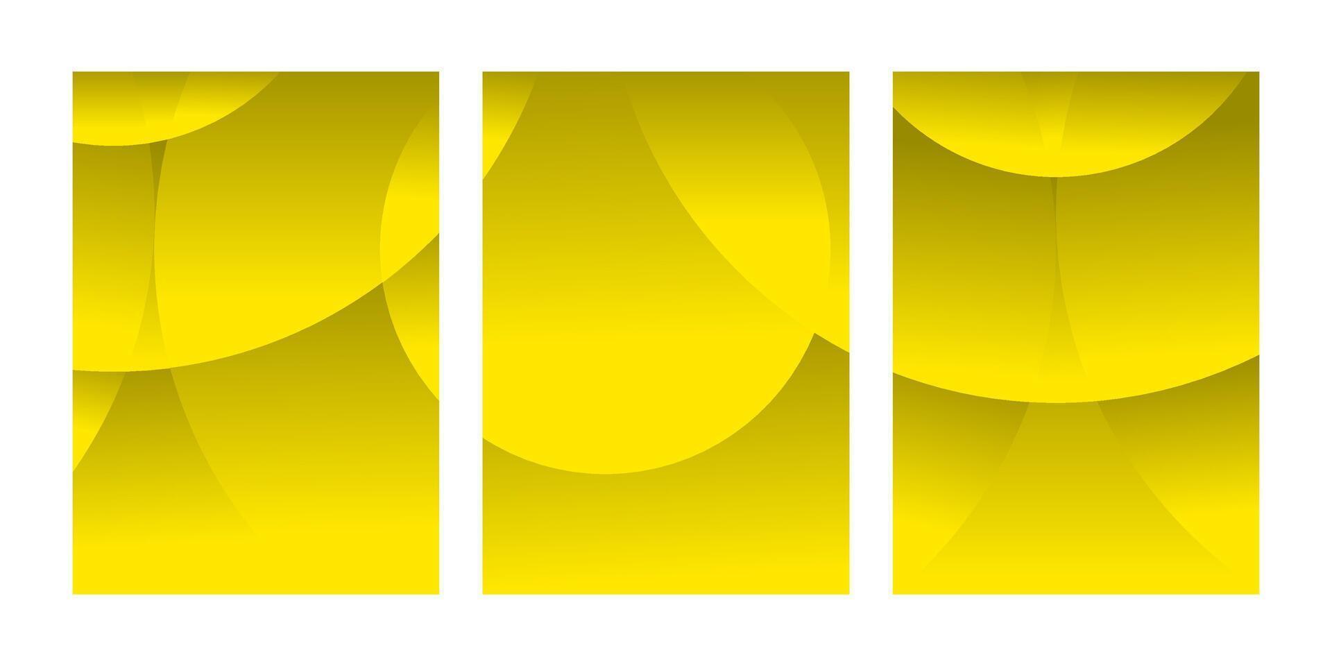 three yellow banners with a wavy pattern vector