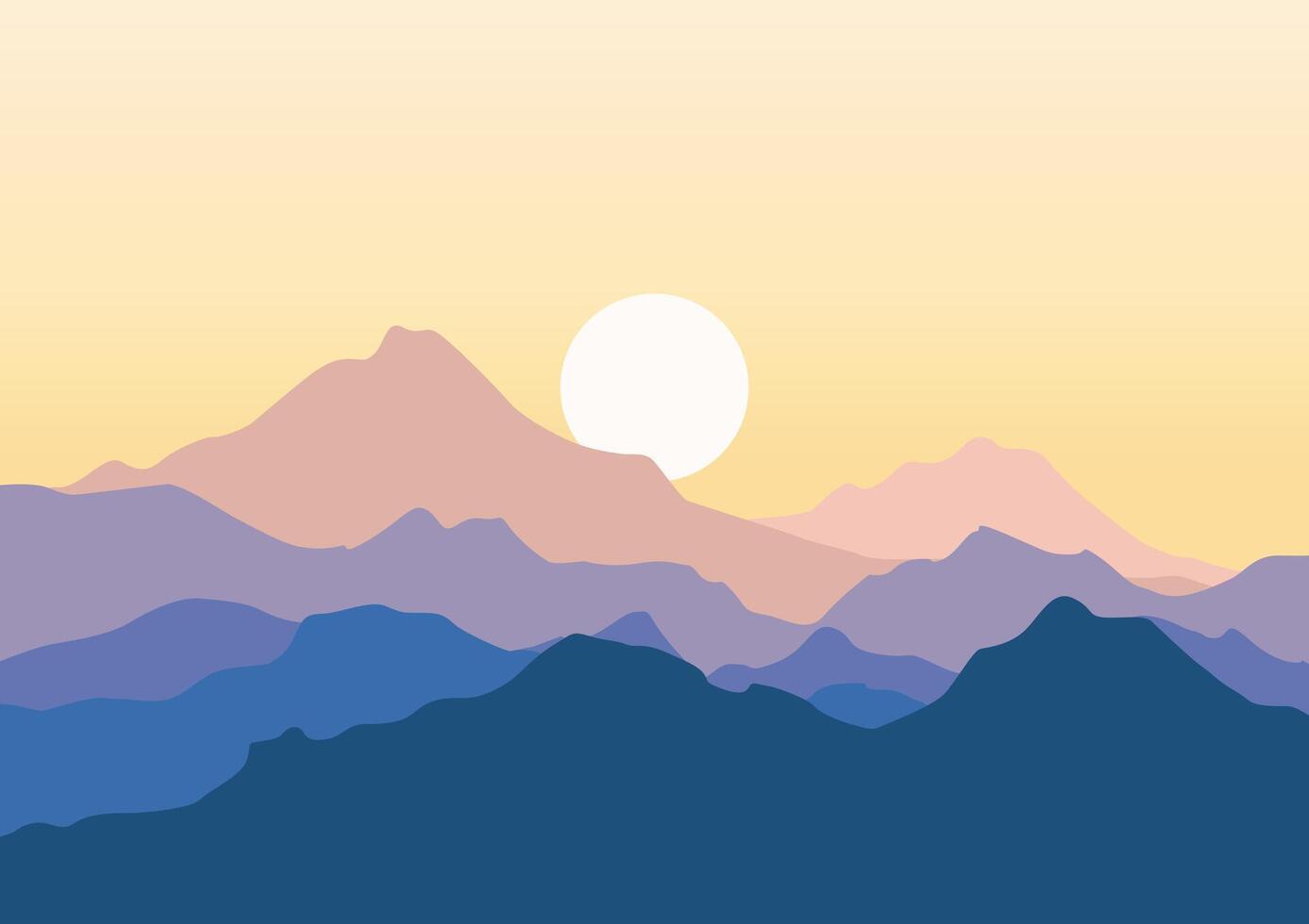 Mountains landscape panorama. Illustration in flat style. vector