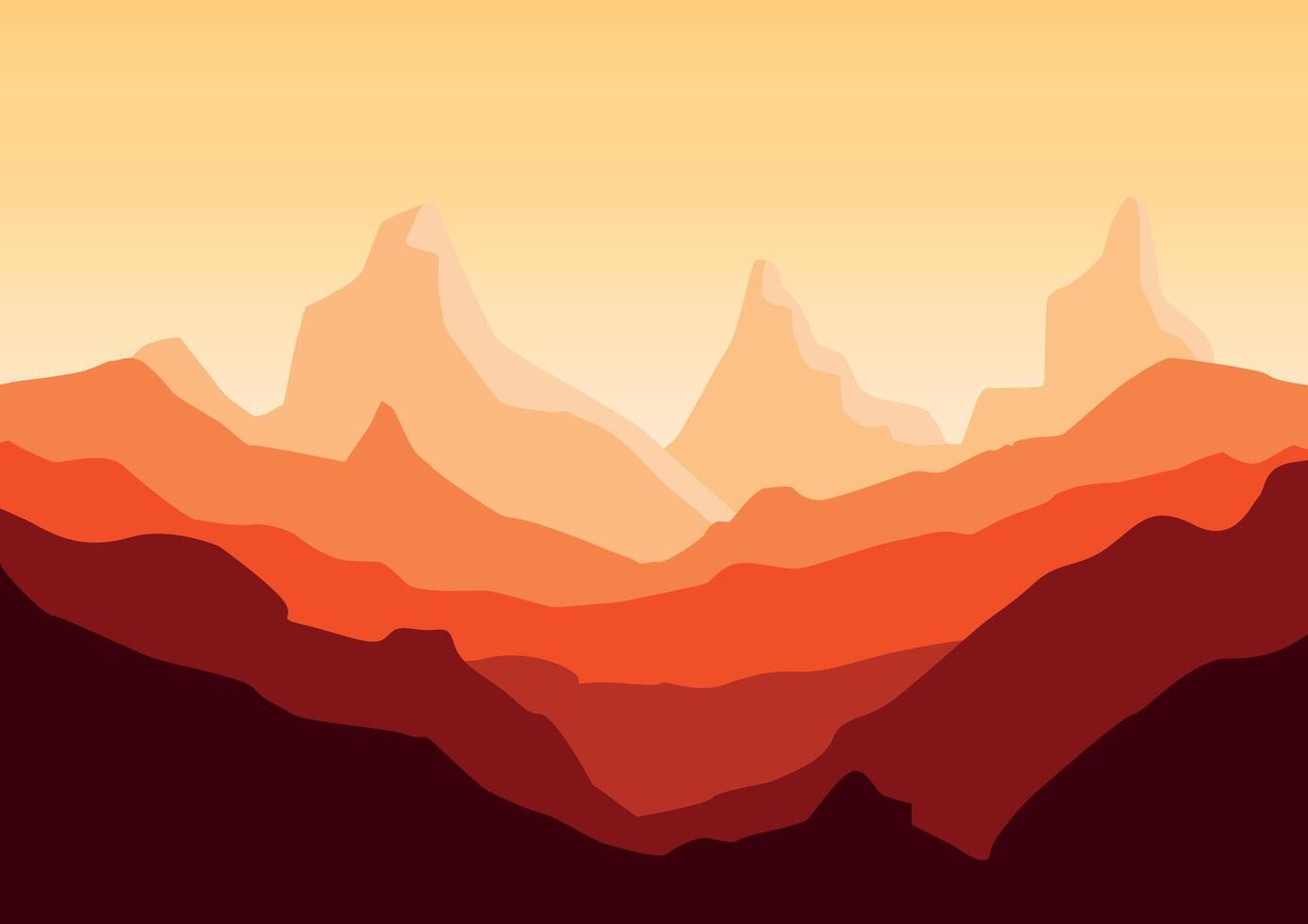 Mountains landscape panorama. Illustration in flat style. vector