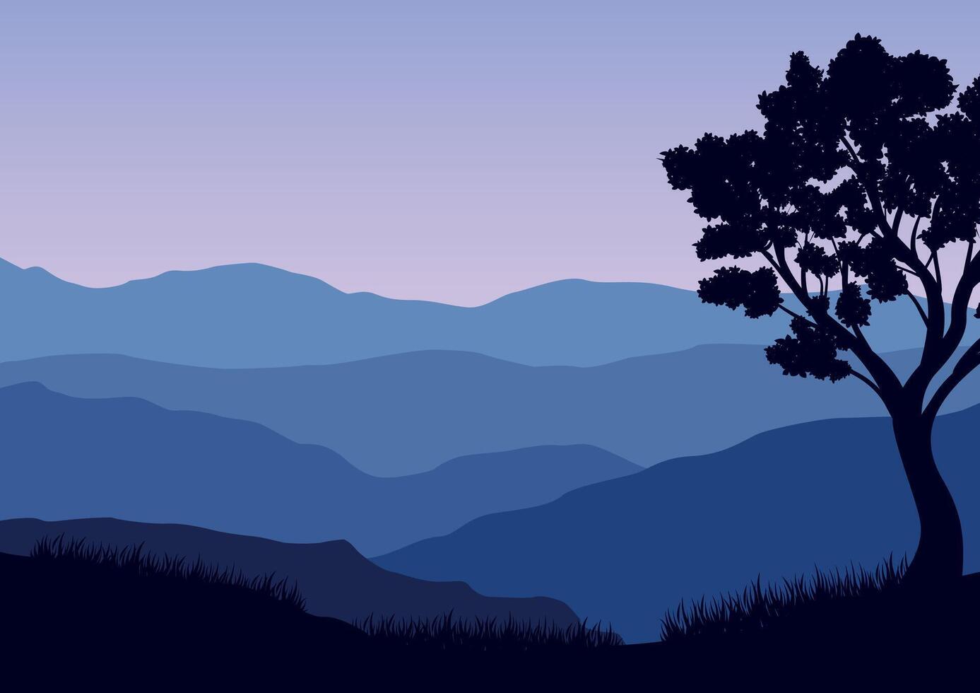 Mountains landscape panorama. Illustration in flat style. vector