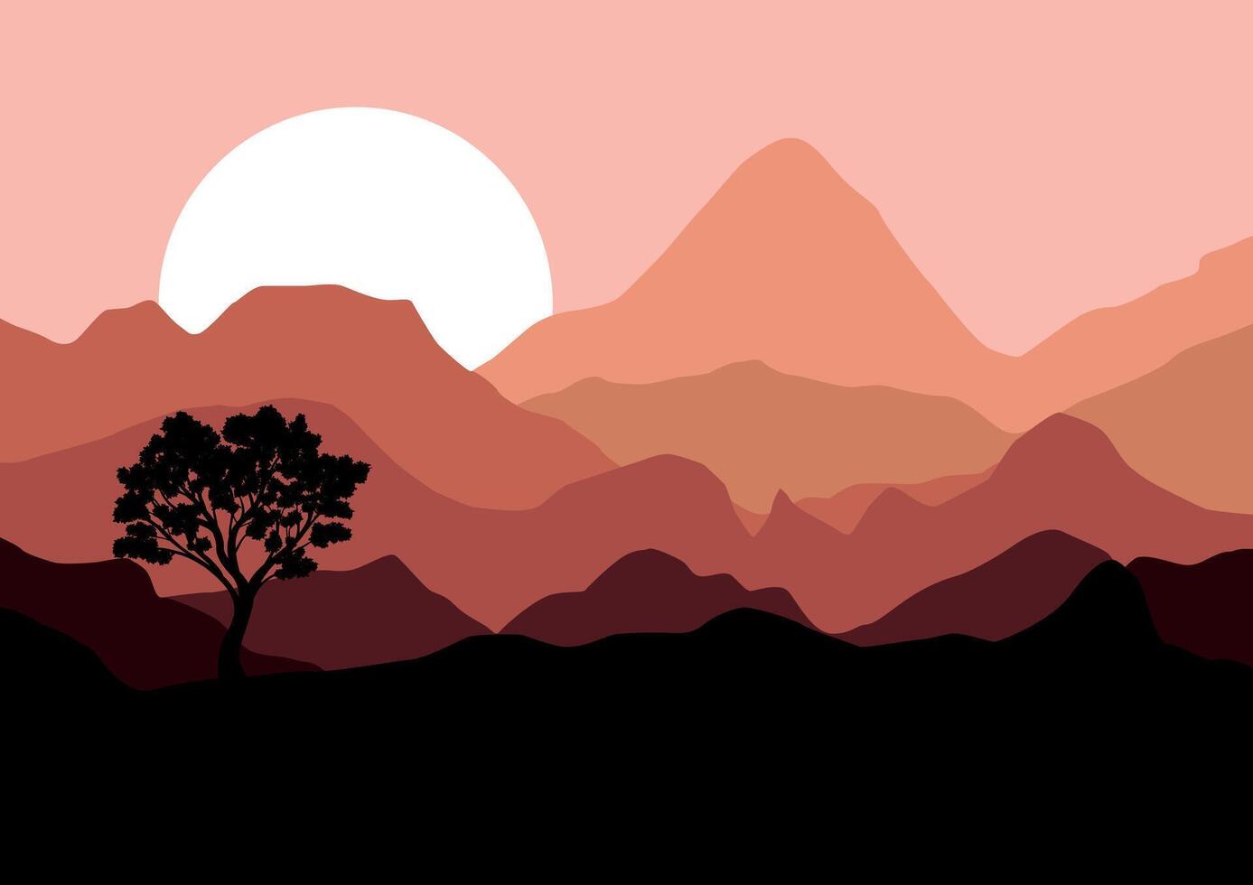 Mountains landscape panorama. Illustration in flat style. vector