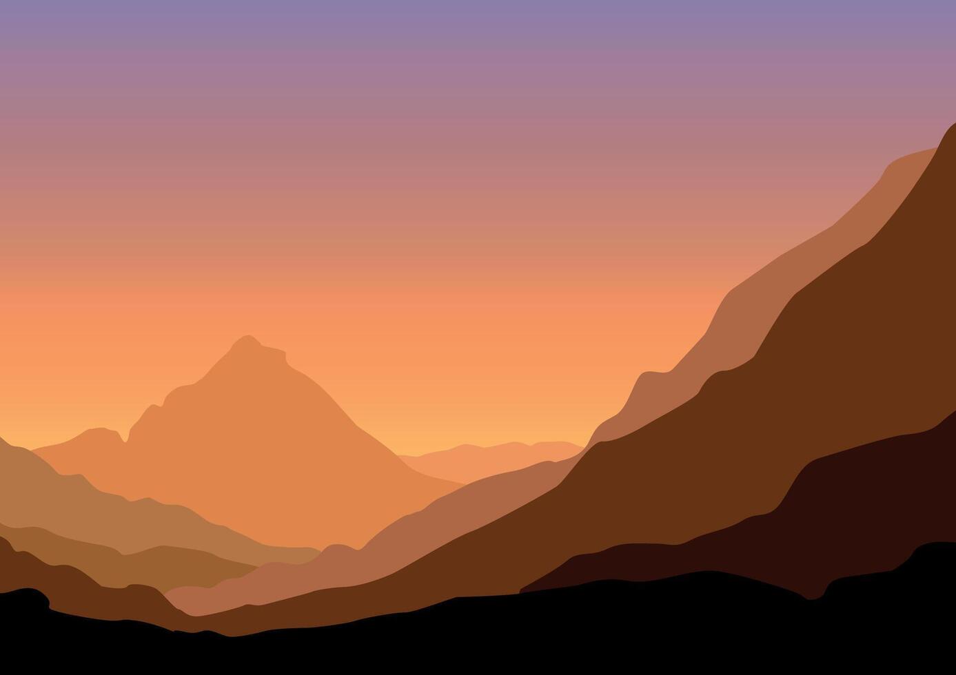 montañas paisaje panorama. ilustración en plano estilo. vector