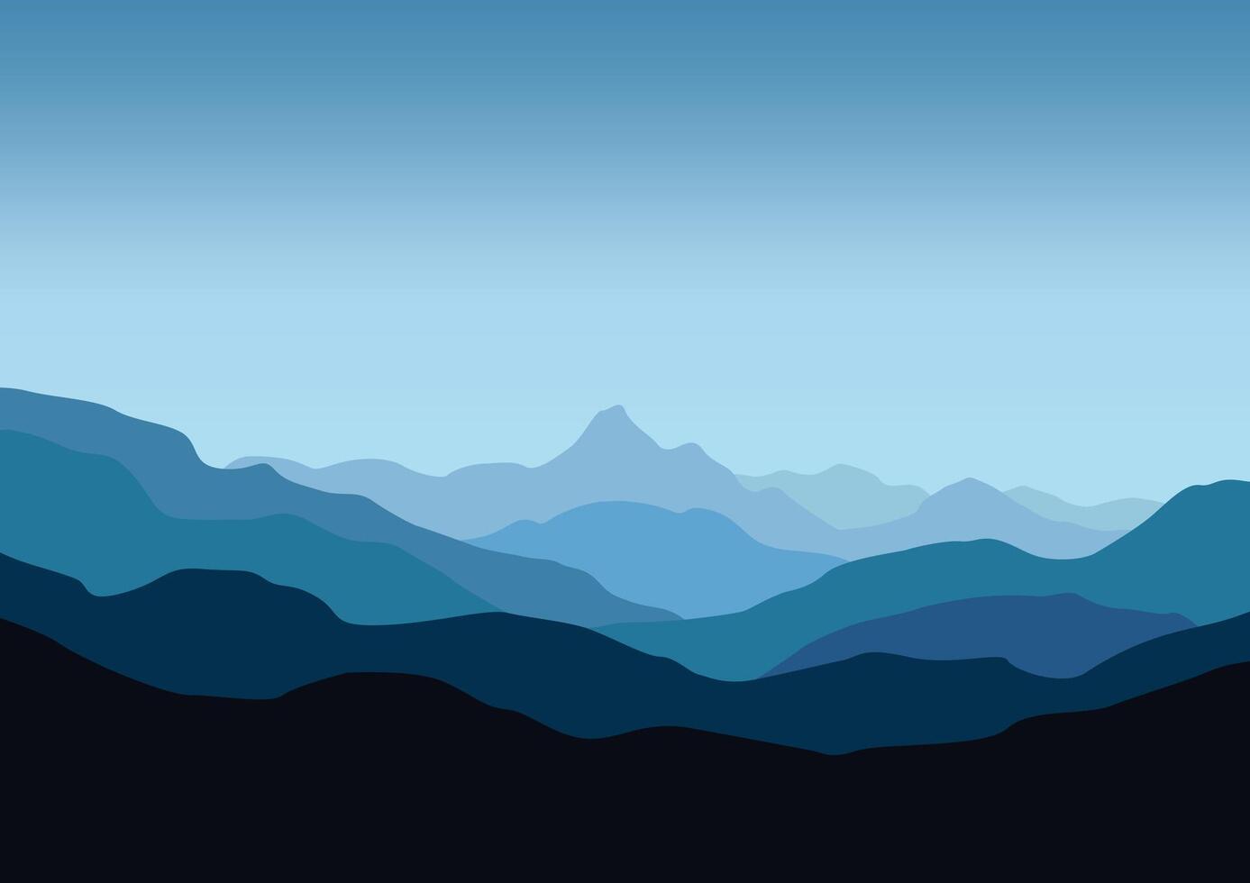 montañas paisaje panorama. ilustración en plano estilo. vector