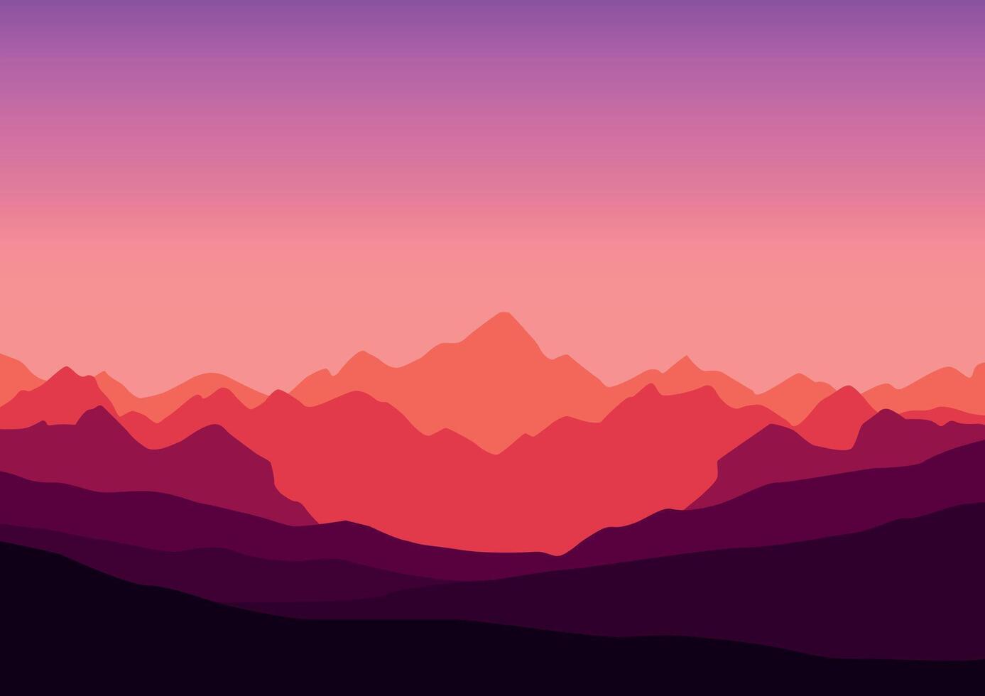 montañas paisaje panorama. ilustración en plano estilo. vector