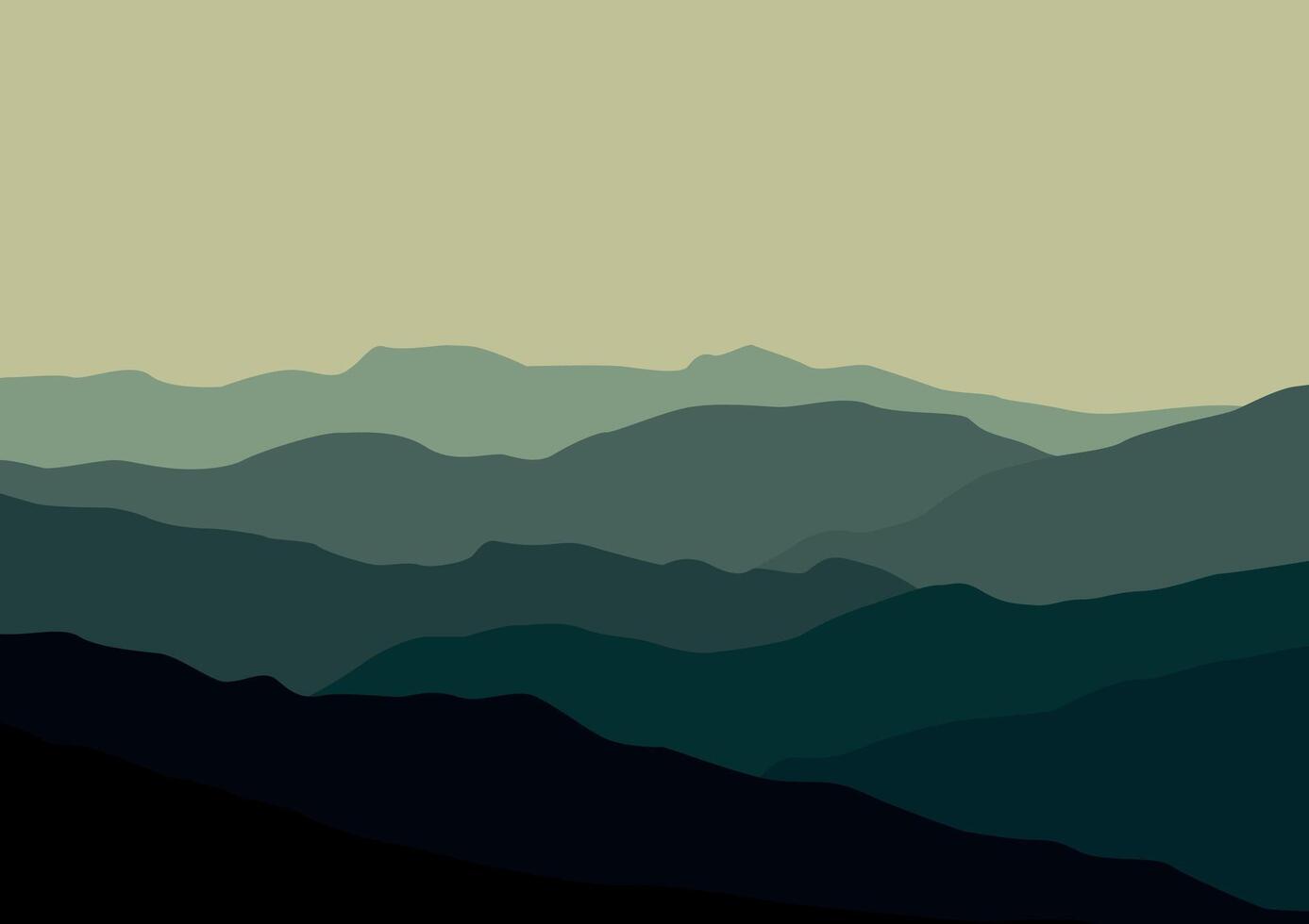 montañas paisaje panorama. ilustración en plano estilo. vector