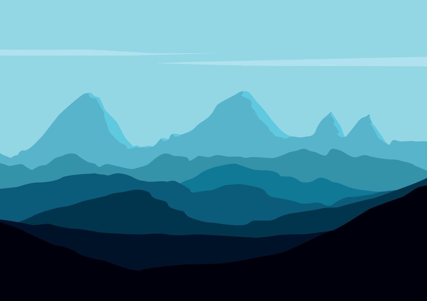 Mountains landscape panorama. Illustration in flat style. vector