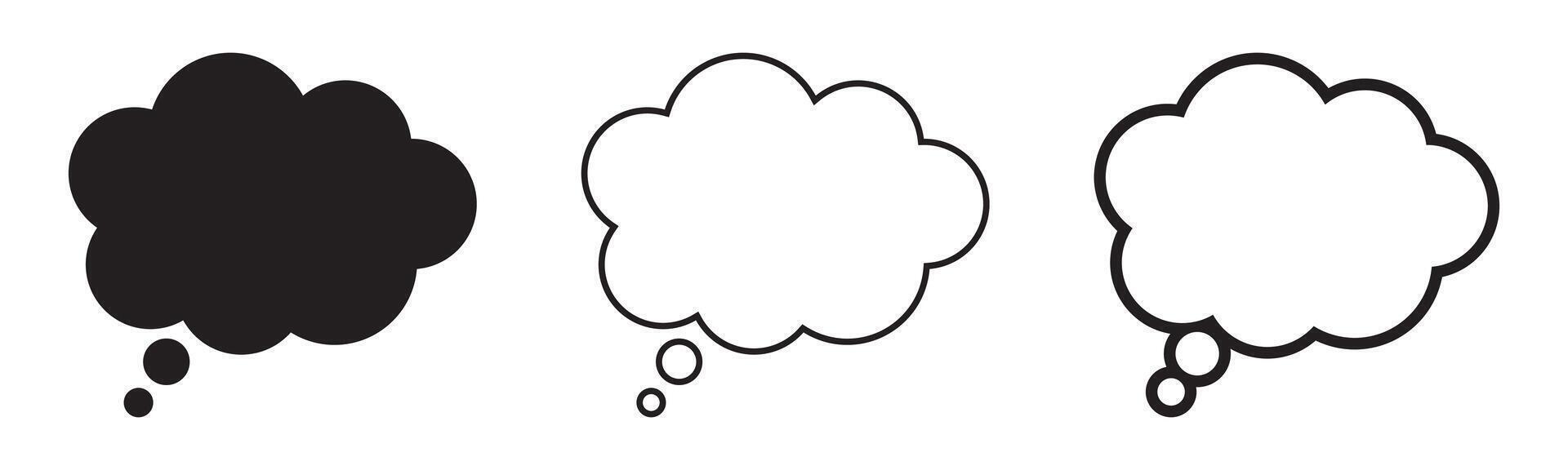 pensamiento burbuja icono, pensando nube icono para aplicaciones y sitios web conjunto de habla burbujas hablar burbuja texto, dibujos animados chateando caja, mensaje caja. vector