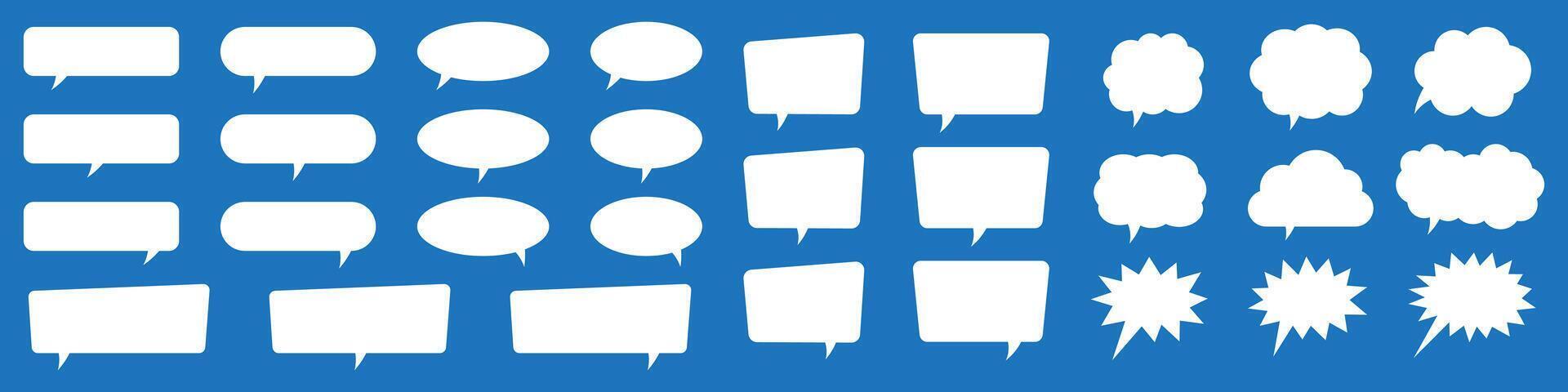 Set of speech bubbles. Speak bubble text, cartoon chatting box, message box. Blank empty white speech bubbles. vector