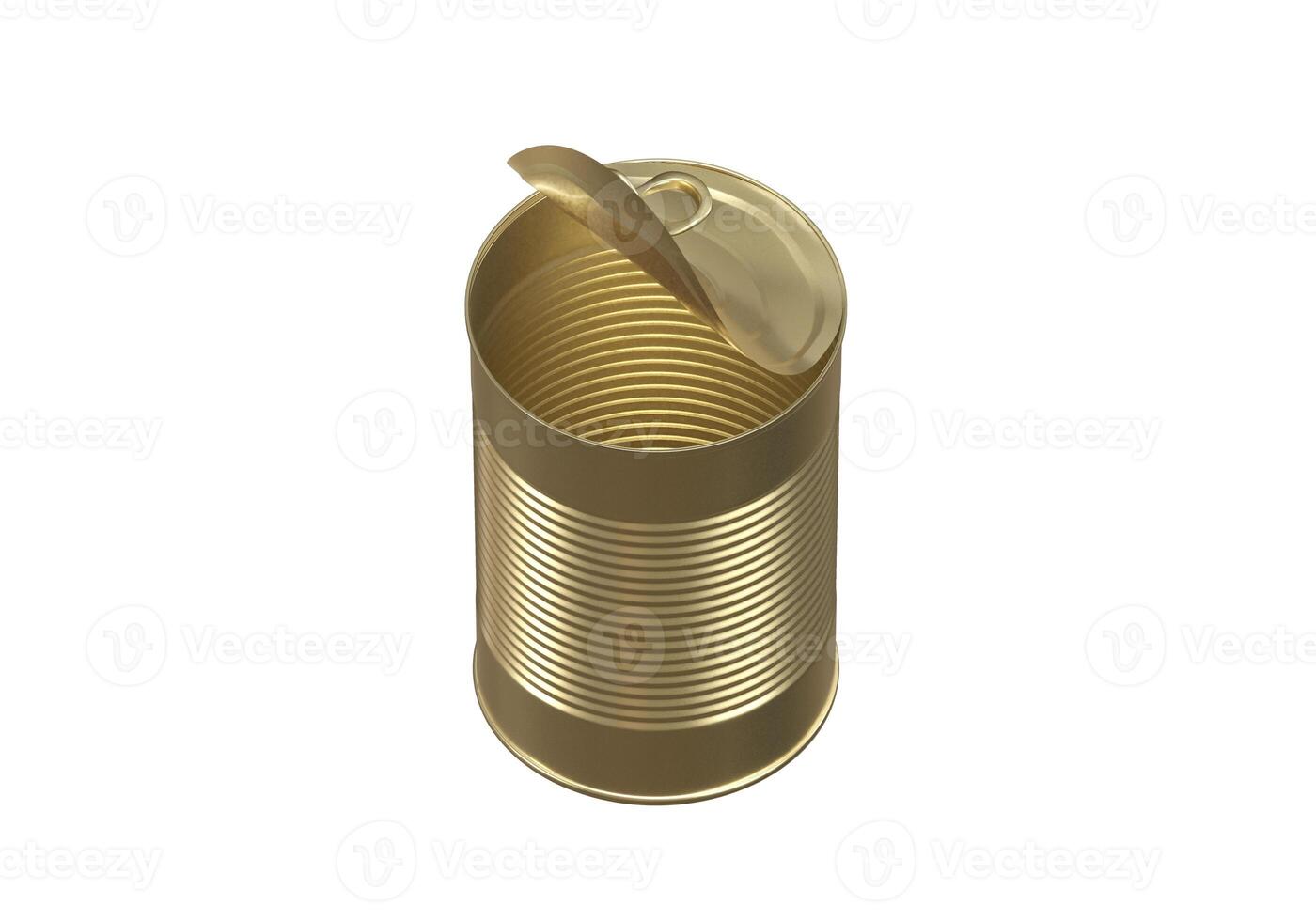 Open tin can isolated on white background photo