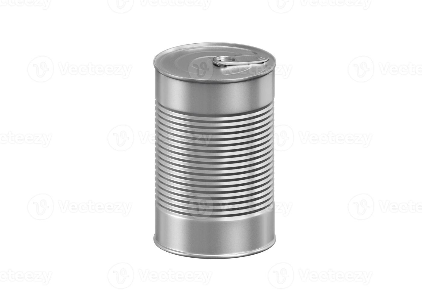 One closed tin can isolated on white photo