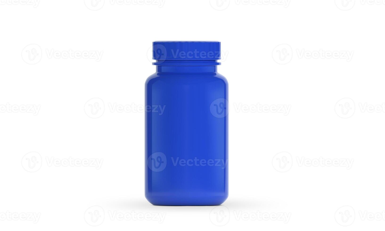 Blue supplement bottle for medicine photo