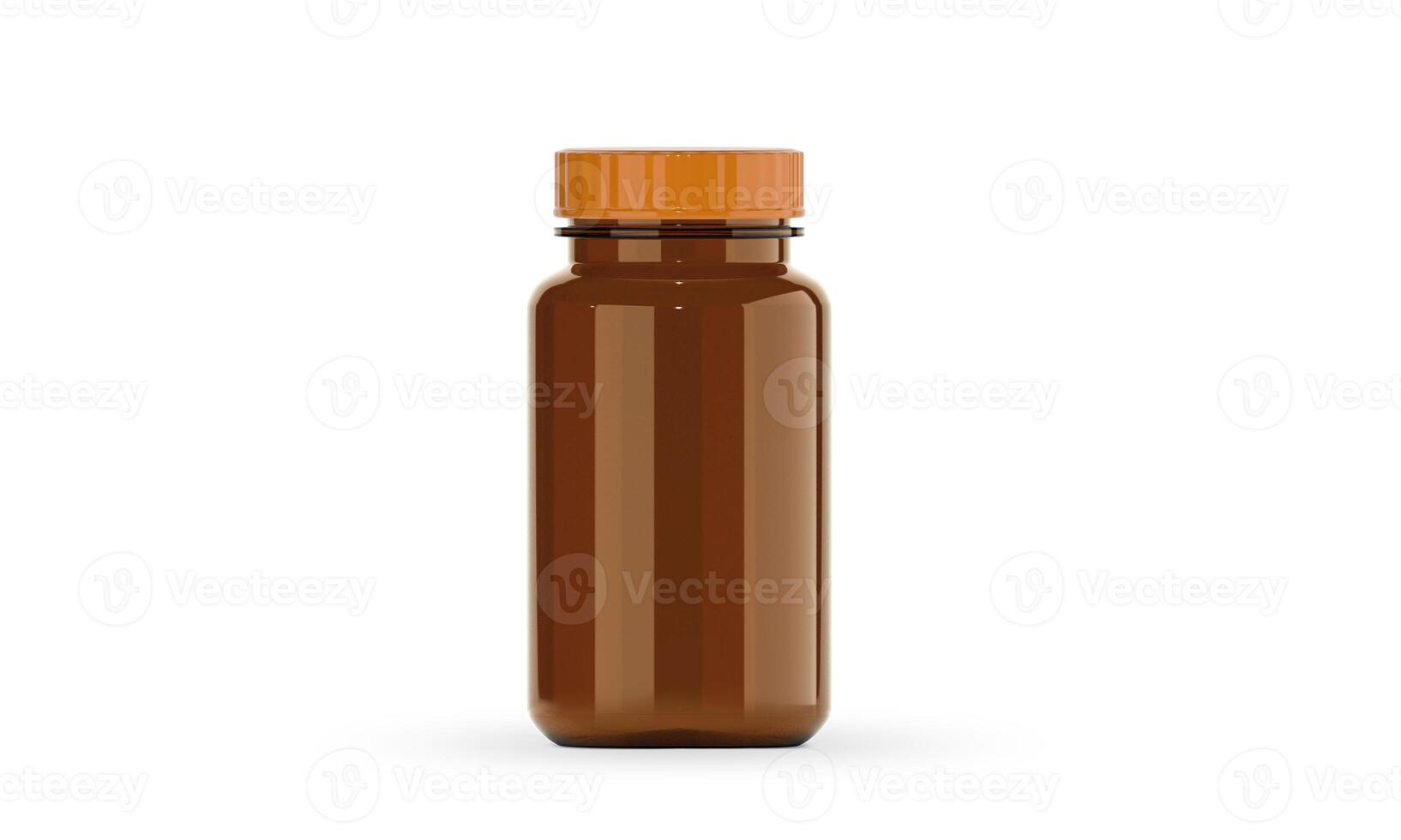 Empty brown glass supplement bottle for medicine photo