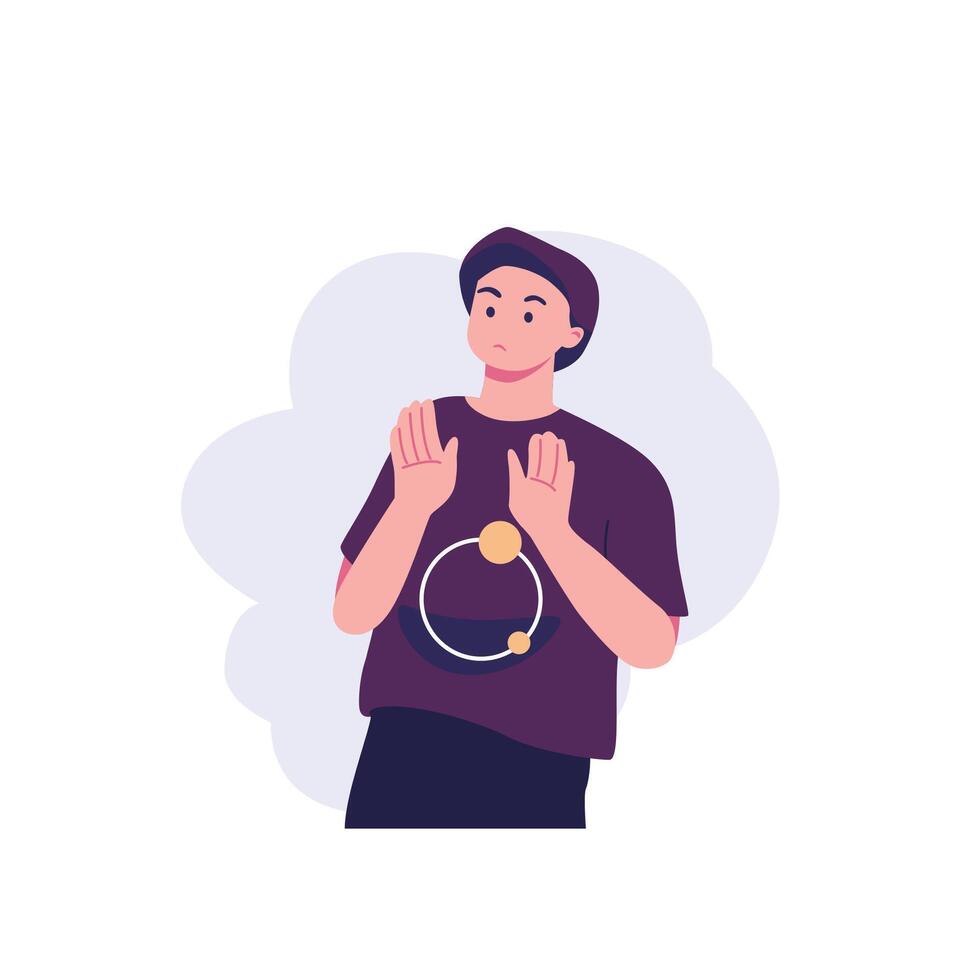 pose of man rejecting something flat style illustration design vector