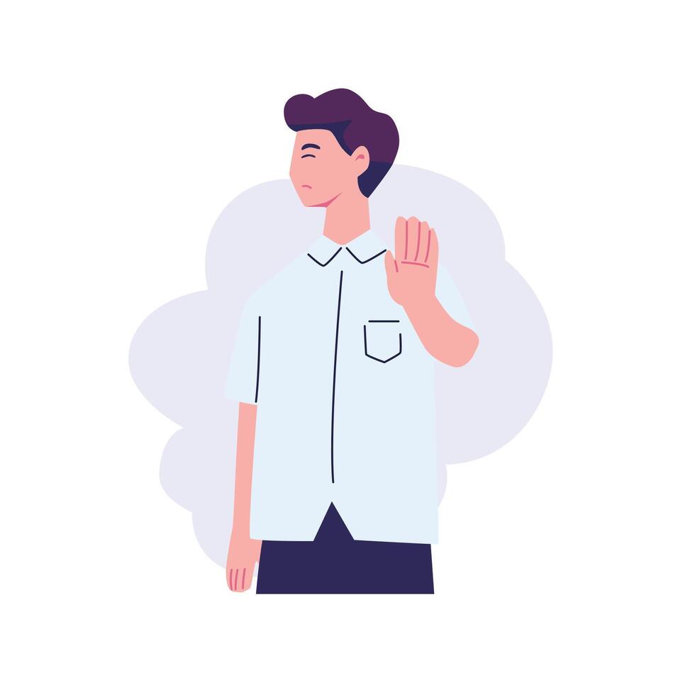 pose of man rejecting something flat style illustration design vector