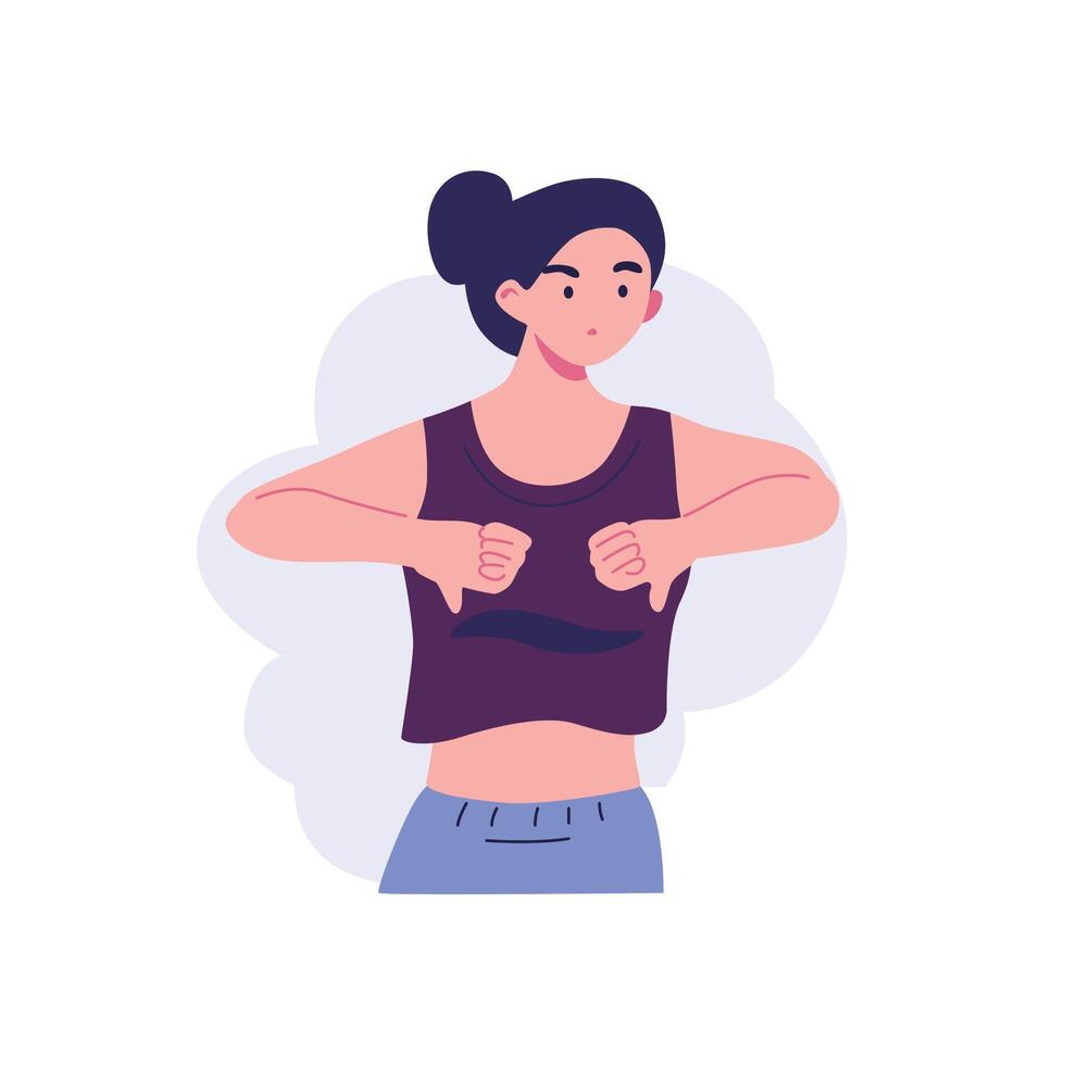 pose of woman rejecting something flat style illustration design vector