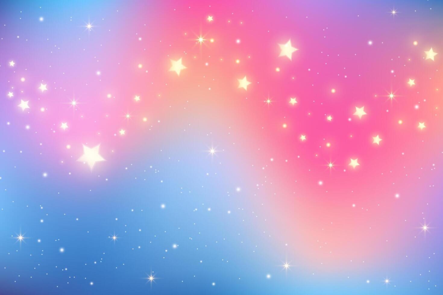 Pink starry sky. Purple gradient space. Color galaxy with magic sparkles and glitter. Wavy blurred texture. Liquid dreamy wallpaper vector