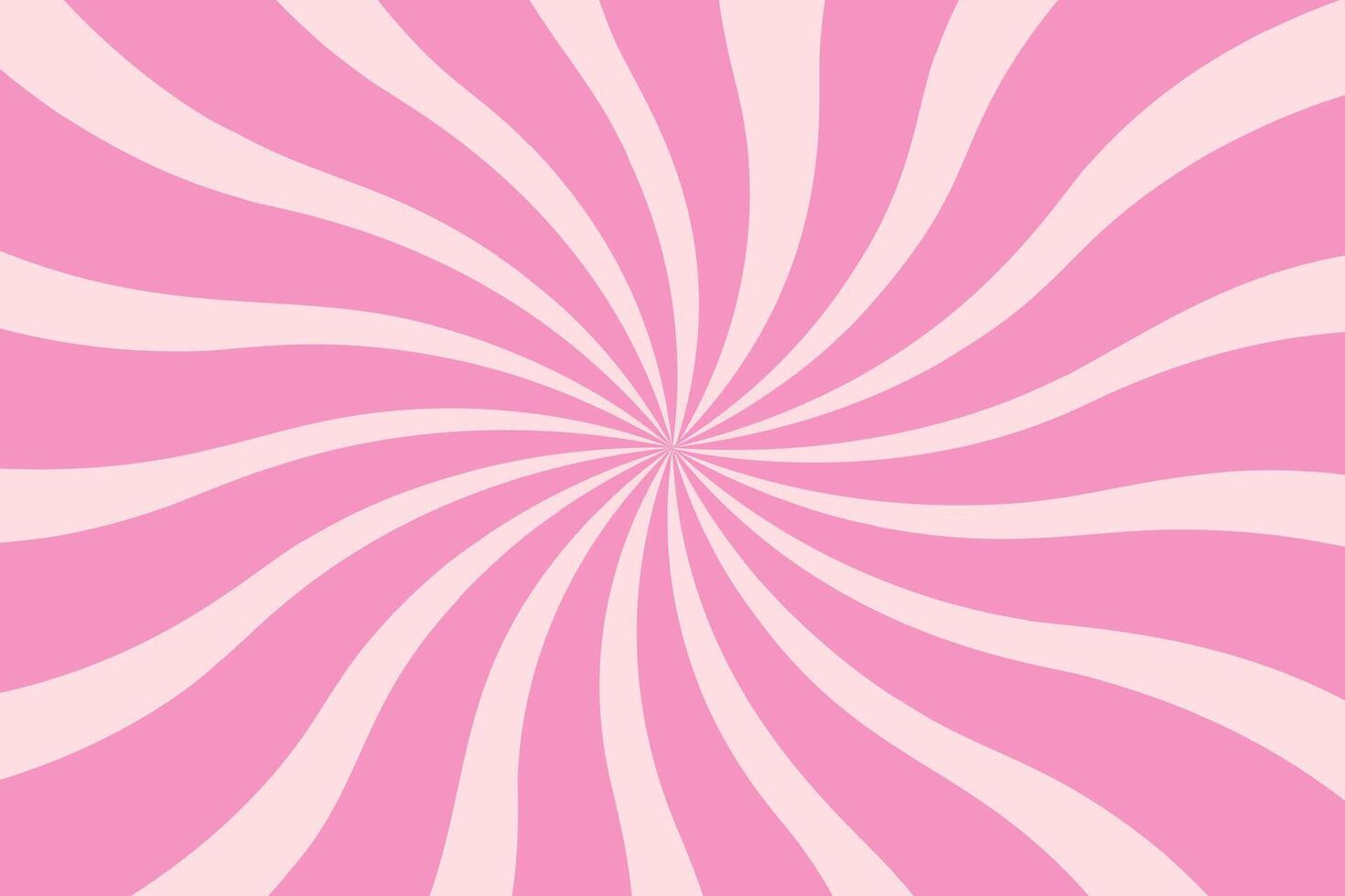 rosado remolino caramelo antecedentes. dulce fresa hielo crema modelo. espiral rayos de sol fondo de pantalla. dibujos animados malvavisco y pirulí textura. radial a rayas vórtice para psicodélico maravilloso diseño. vector