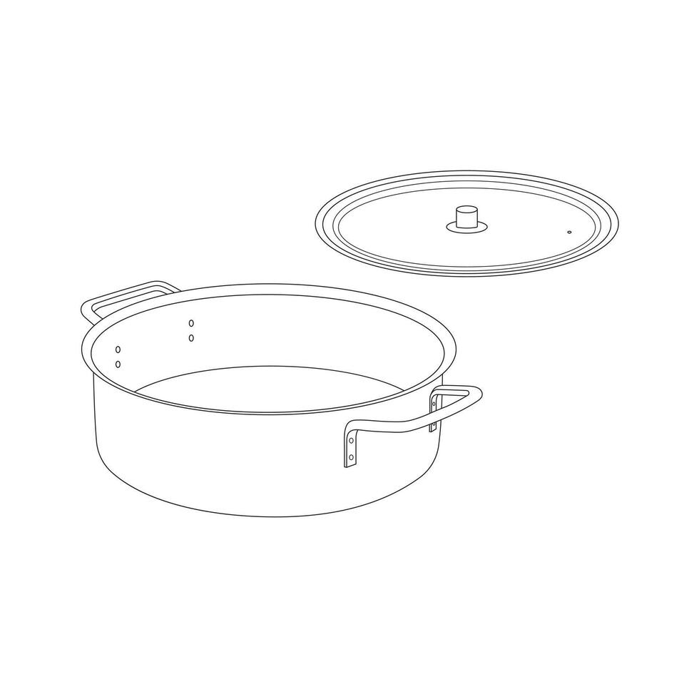Hand drawn cartoon illustration cooking pot icon Isolated on White vector