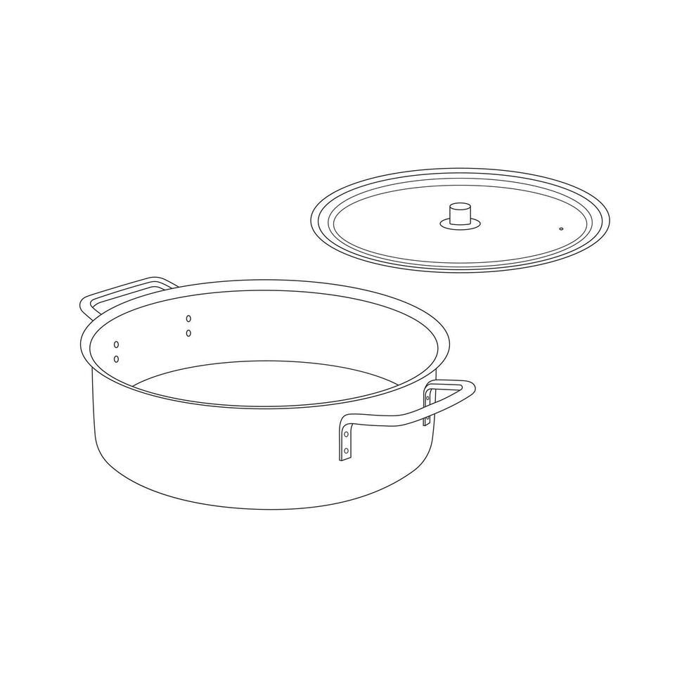 Hand drawn cartoon illustration cooking pot icon Isolated on White vector