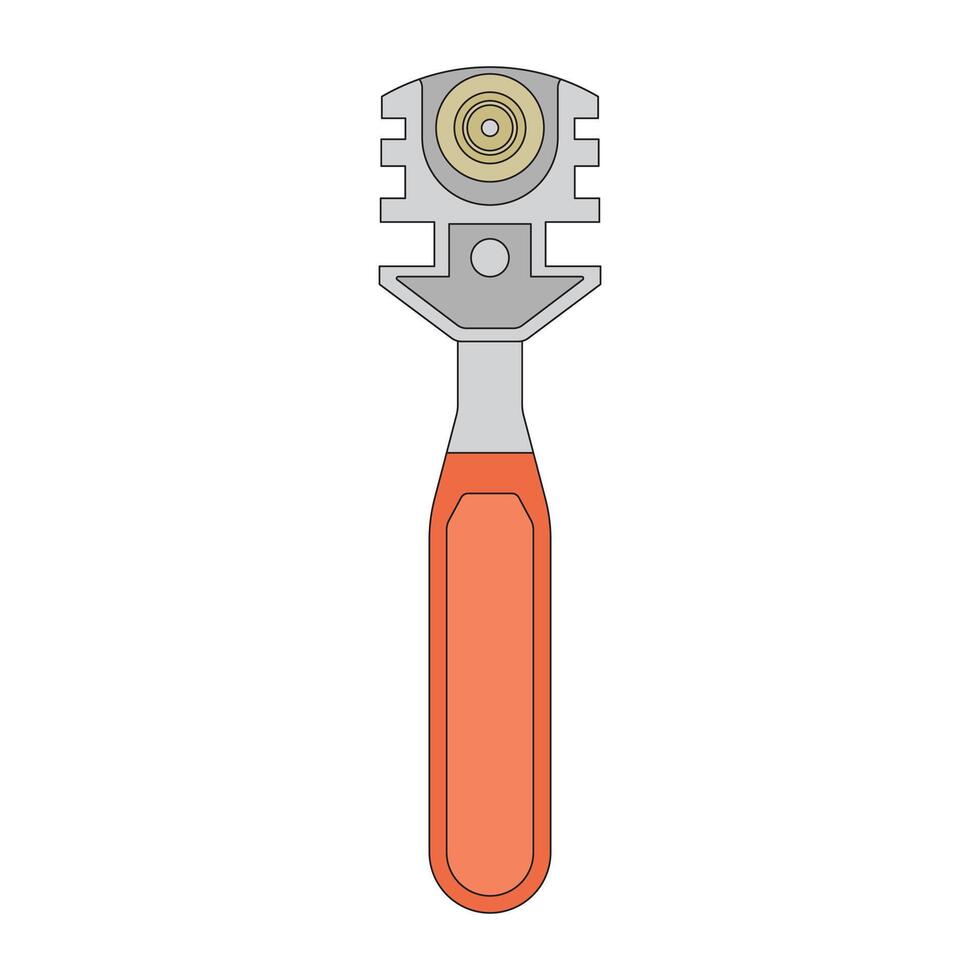 cartoon illustration glass cutter icon Isolated on White vector