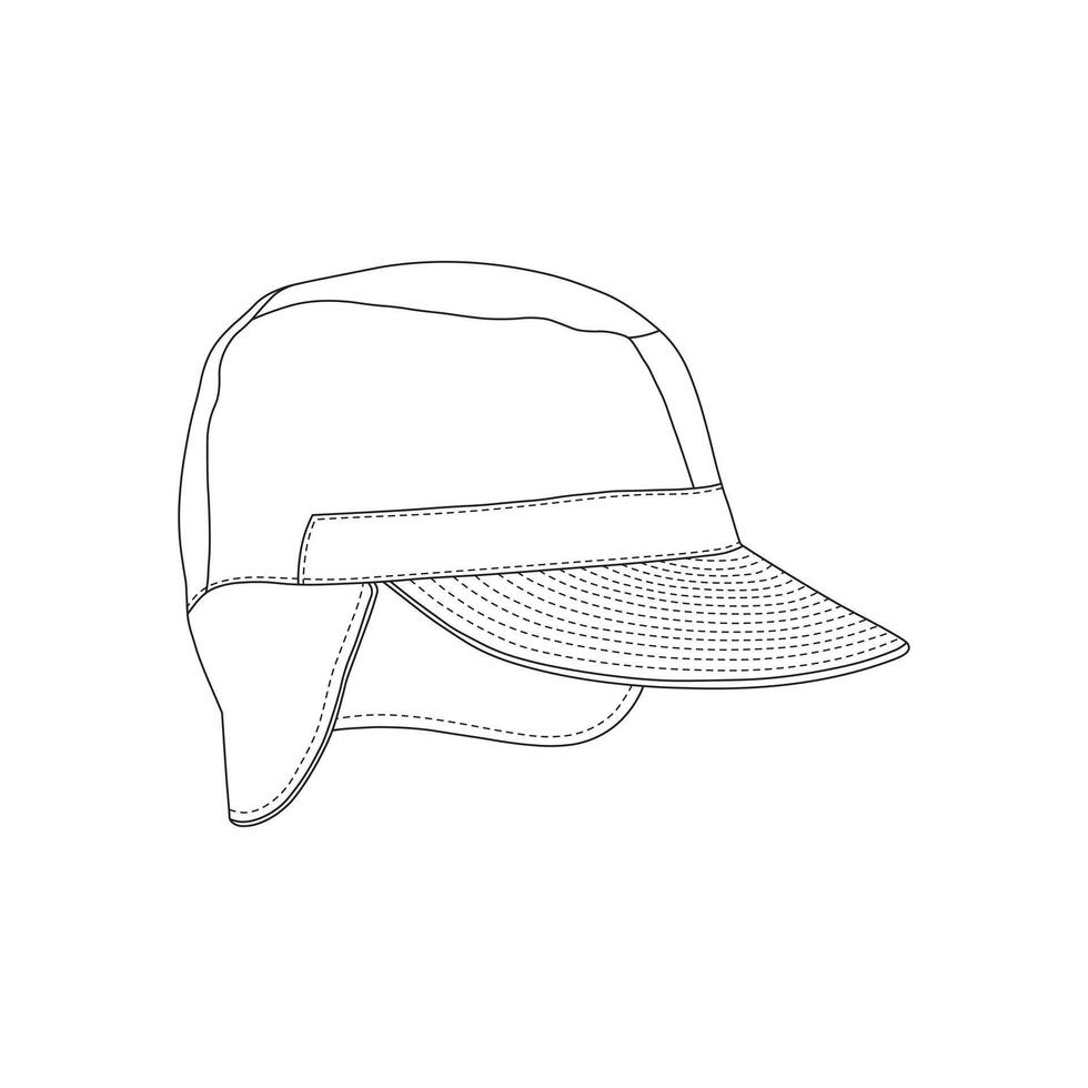 Hand drawn cartoon illustration hunting hat icon Isolated on White vector