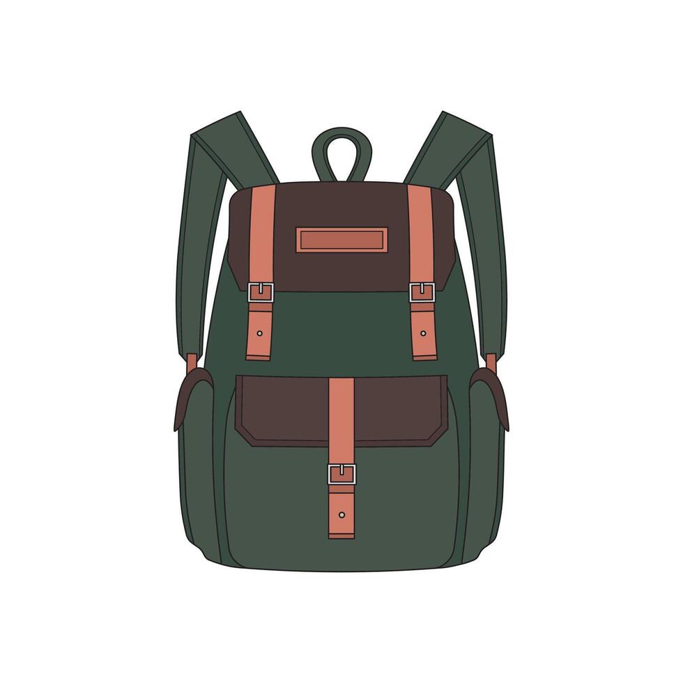 cartoon illustration vintage camping backpack icon Isolated on White vector
