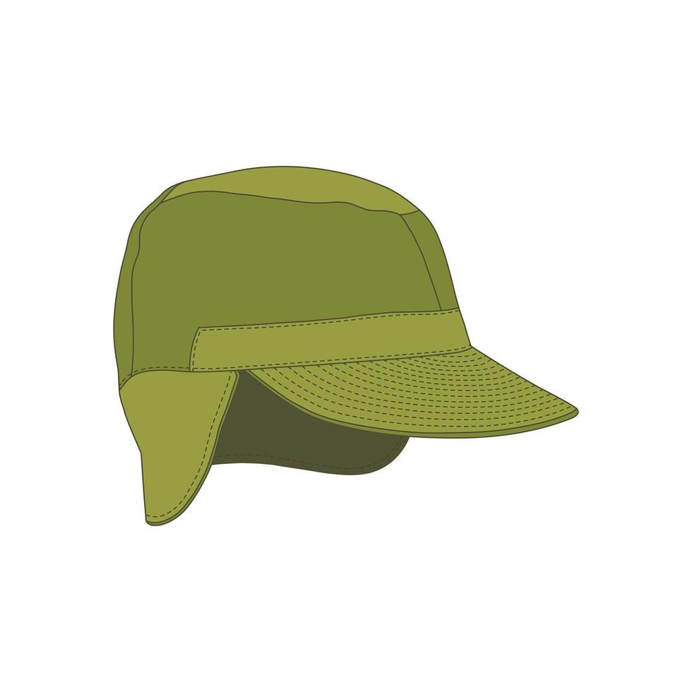 cartoon illustration hunting hat icon Isolated on White vector