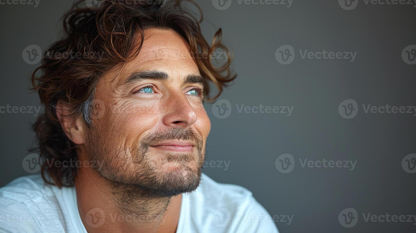 A detailed view of a person wearing a white shirt photo