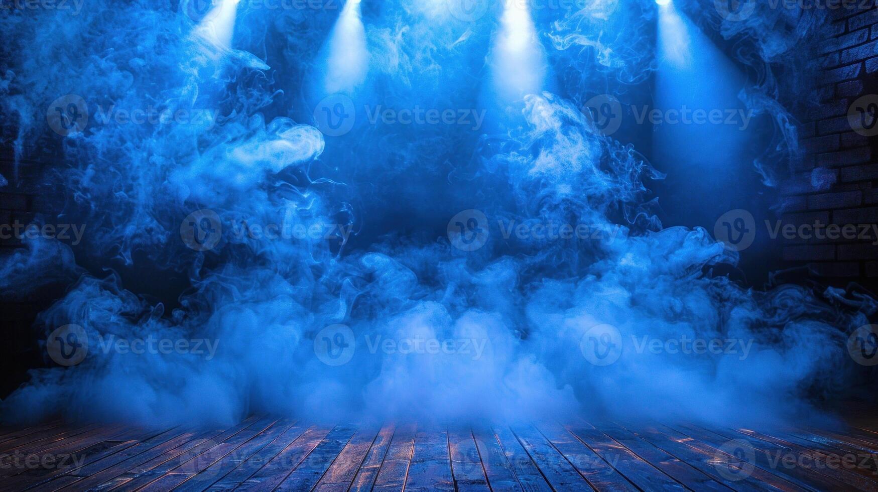 etapa iluminado por focos con azul fumar en el antecedentes foto