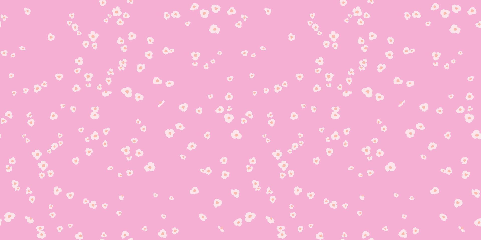 Abstract tiny cute flowers seamless pattern on a pink background. hand drawn sketch. Creative simple polka dots, drops, spots printing. Template for designs, textile, surface design, fabric vector