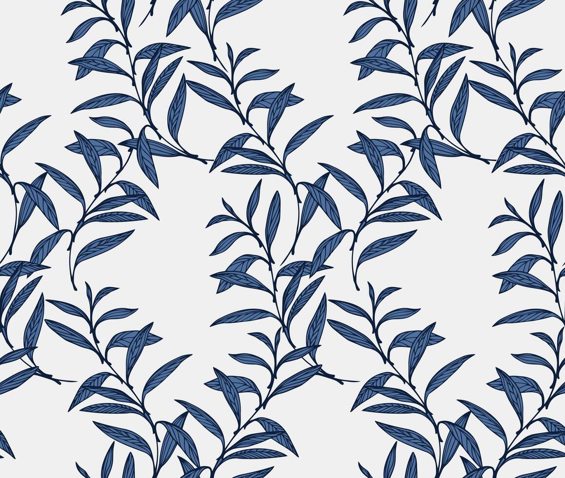 Elegance seamless intertwined branches leaves pattern on a white background. hand drawn abstract, artistic, leaf stem printing. Collage template for designs, textile, fashion, fabric vector