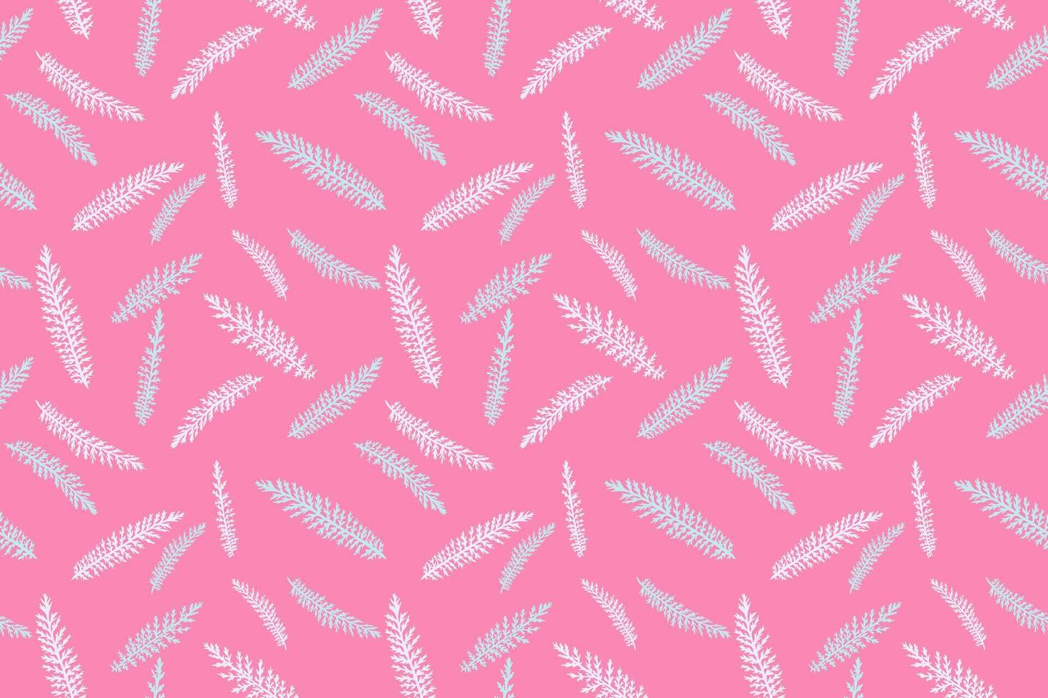 Abstract simple pink seamless pattern with tiny branches leaves fir. hand drawn sketch. Minimalist botanical printing. Collage for printing, design, fabric patterned vector