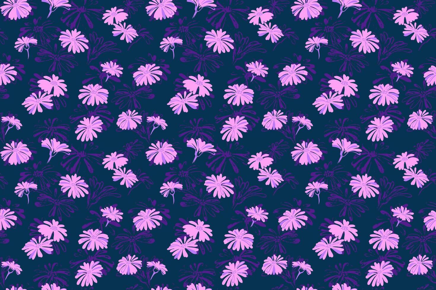 Colorful violet creative shapes tiny floral seamless pattern. hand drawn sketch. Retro simple background with trendy abstract ditsy flowers print. vector