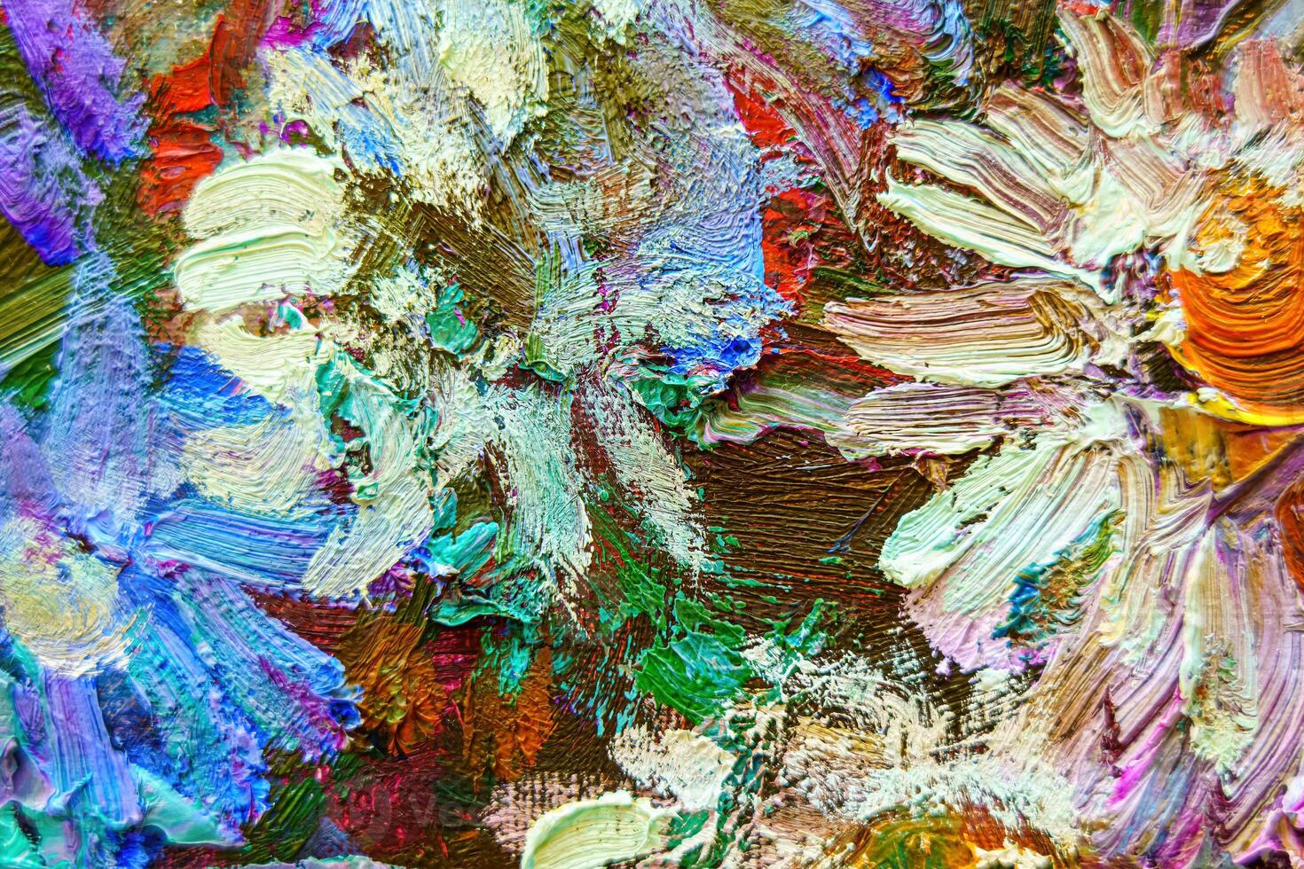 Colorful abstract oil painting art background. Texture of canvas and oil. photo