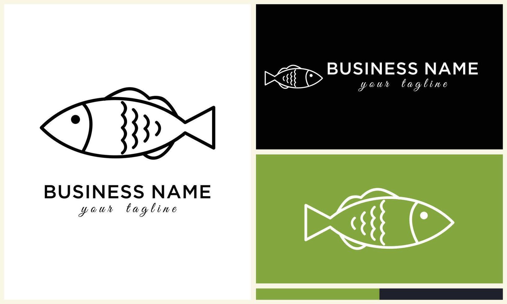 line art fish logo template vector