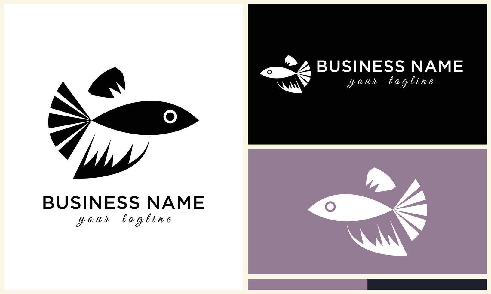 line art fish logo template vector