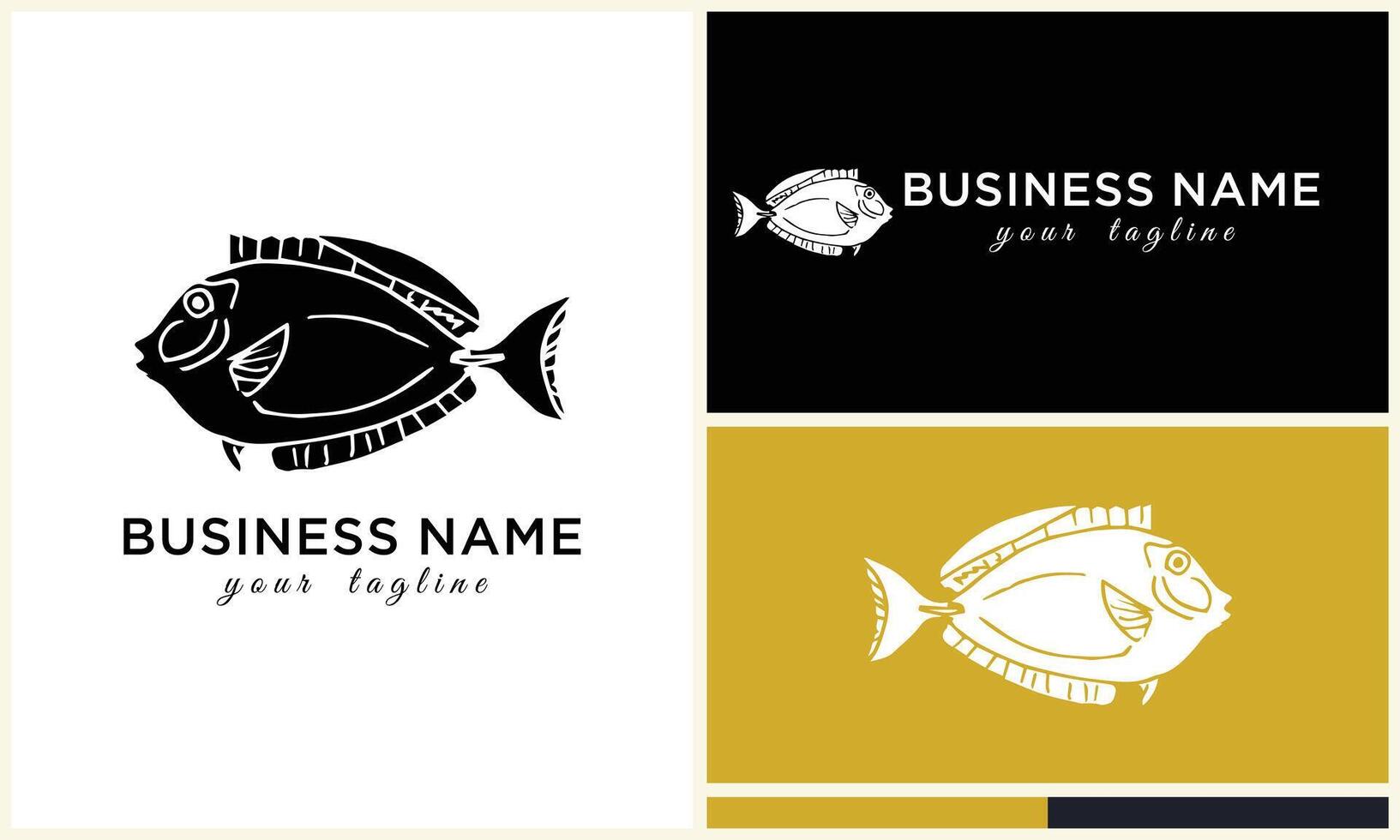 line art fish logo template vector