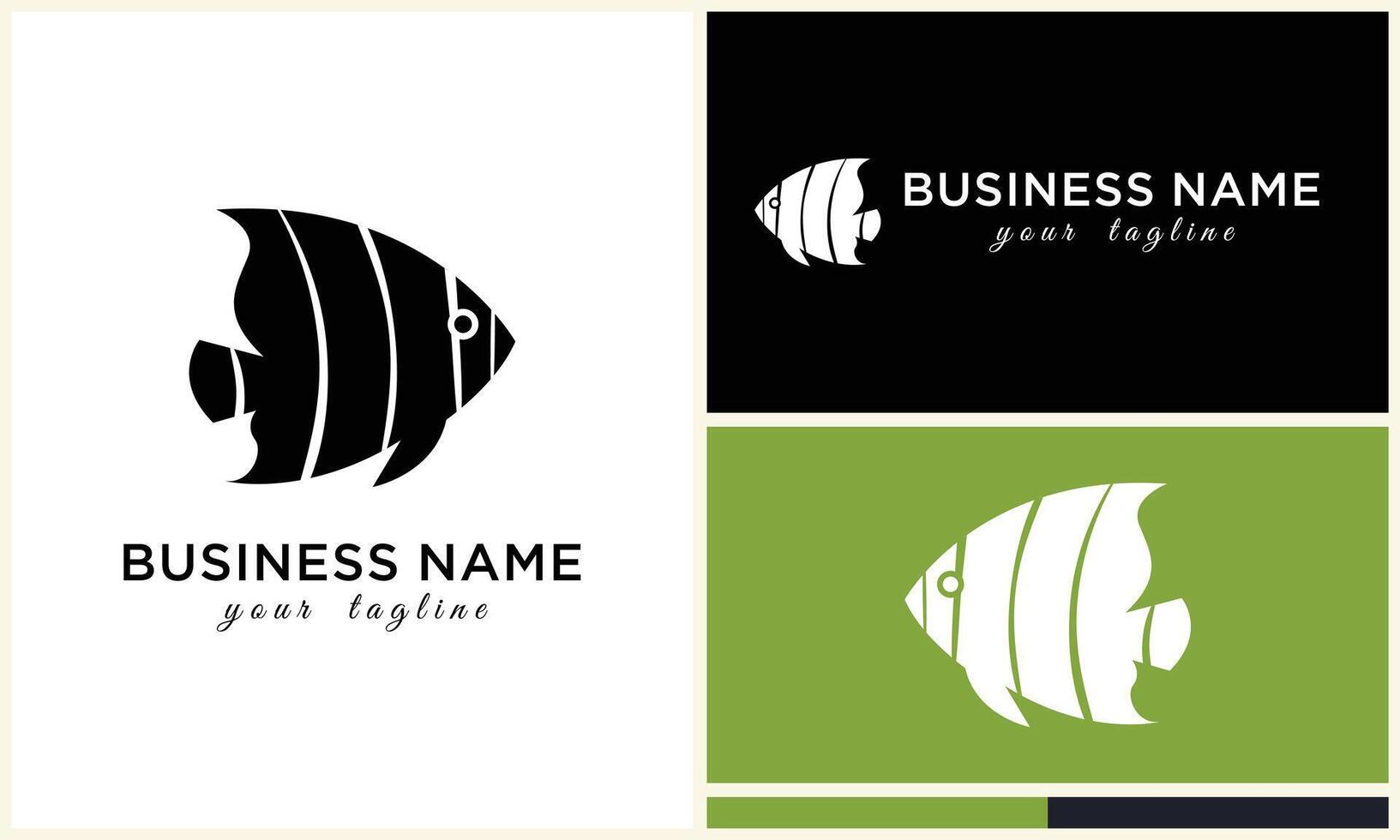 line art fish logo template vector