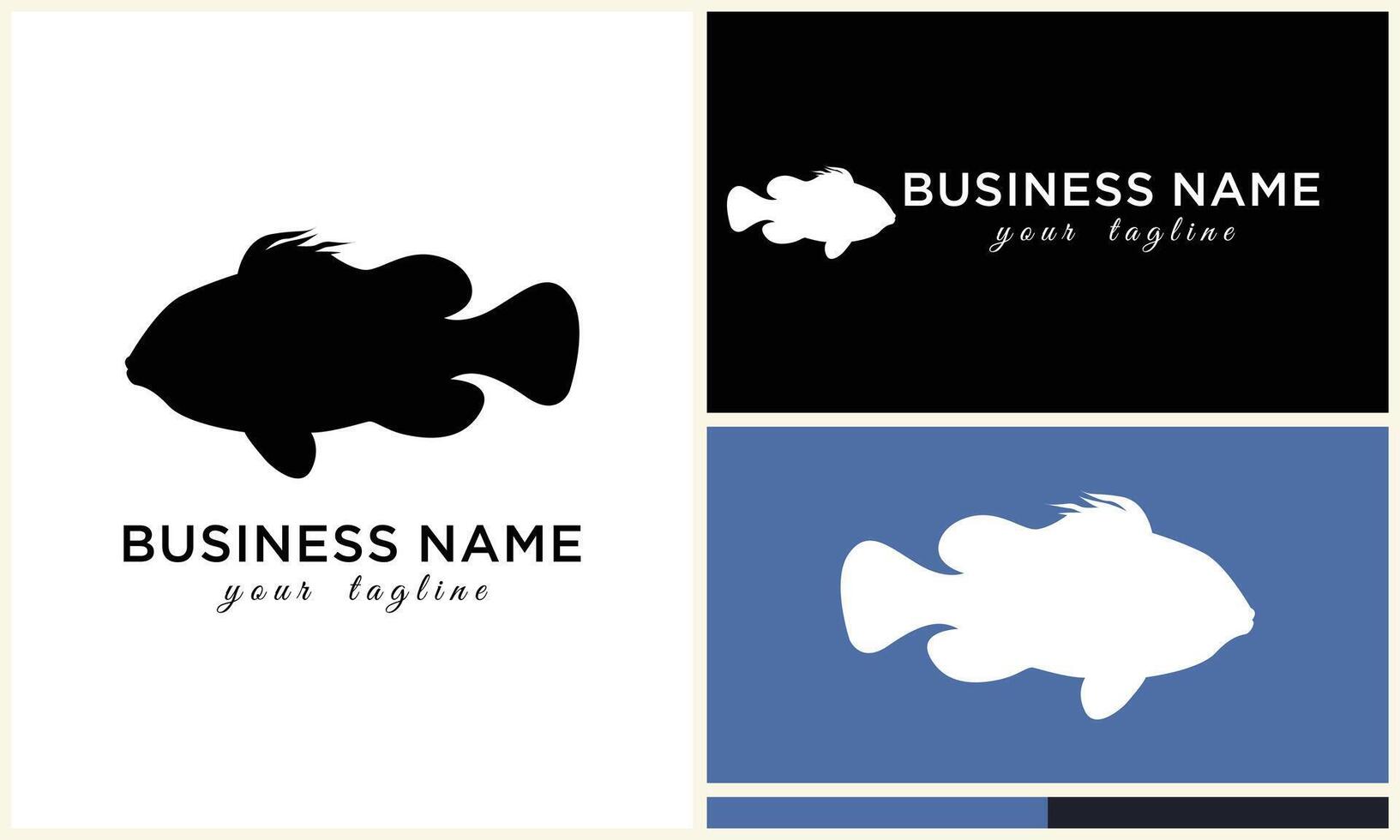line art fish logo template vector