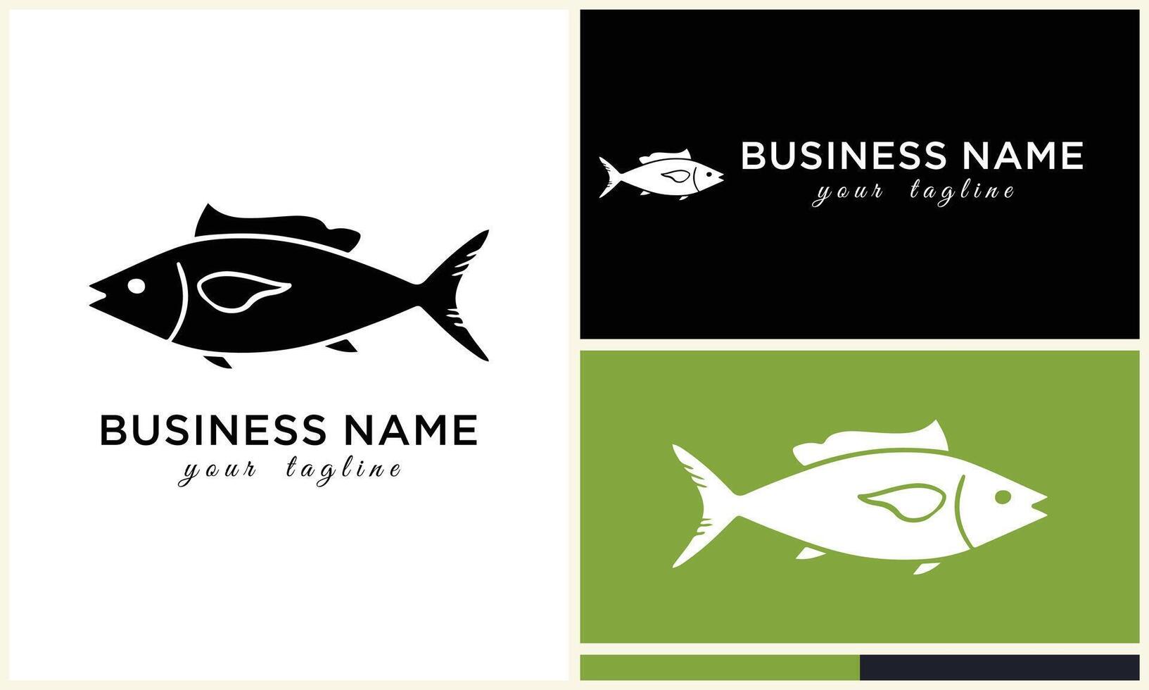 line art fish logo template vector