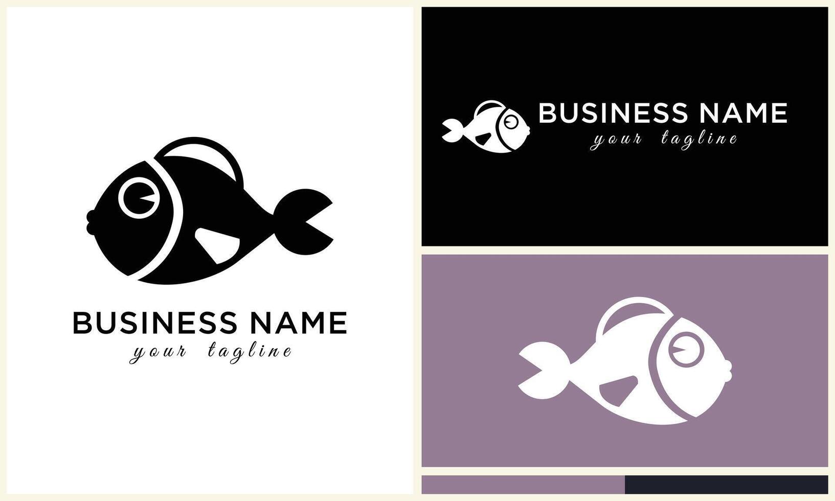 line art fish logo template vector