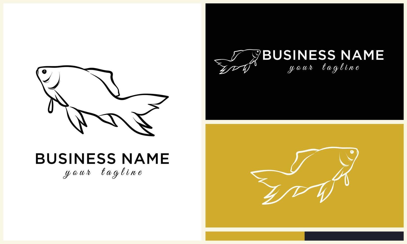 line art fish logo template vector