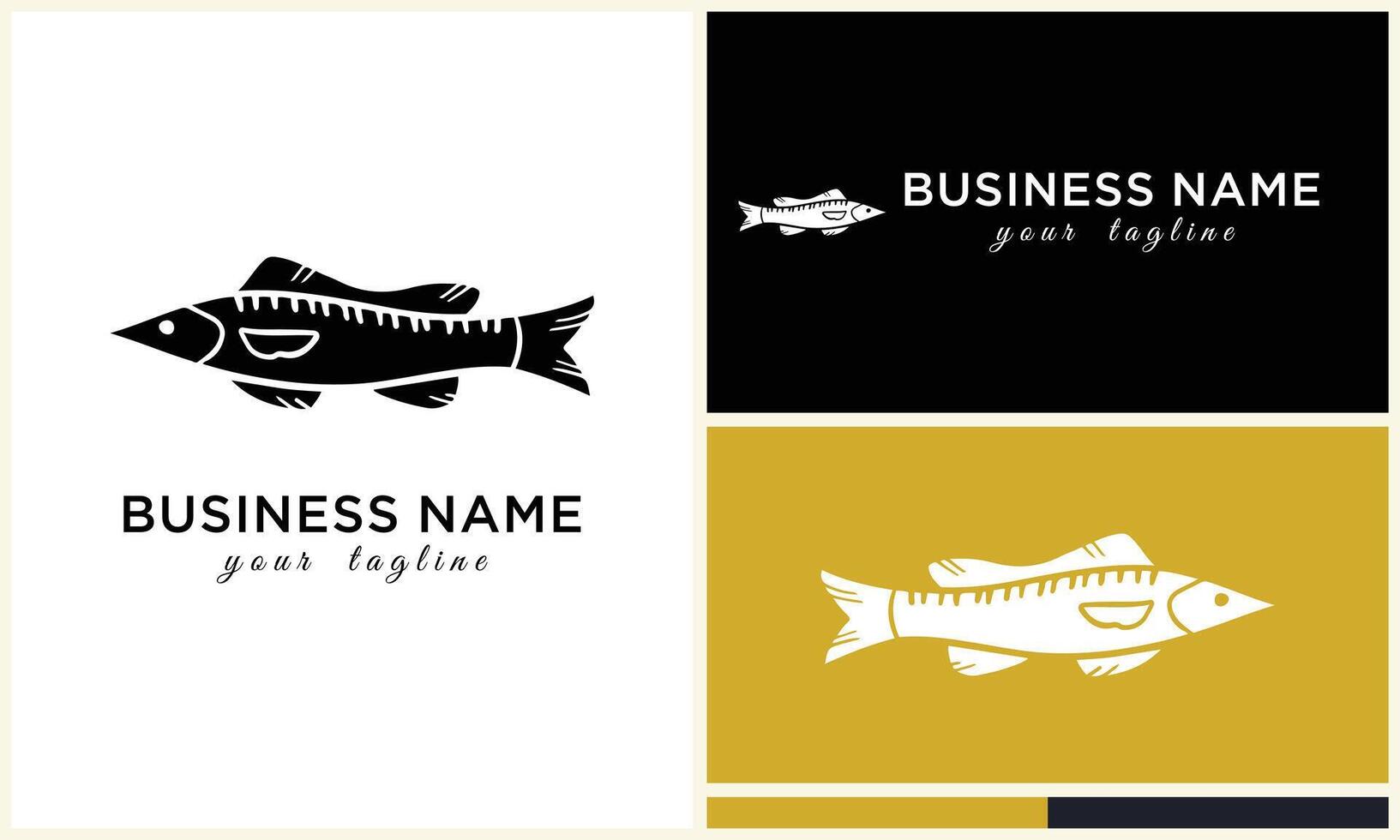 line art fish logo template vector