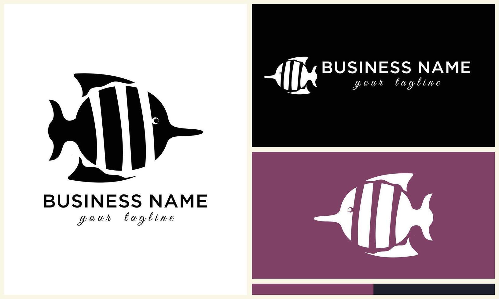 line art fish logo template vector