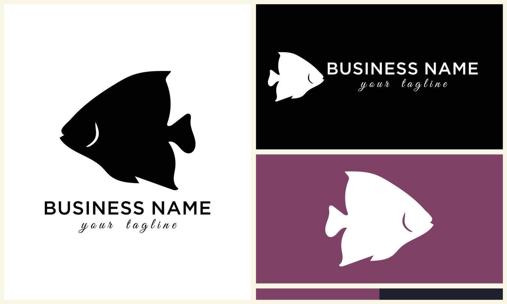 line art fish logo template vector