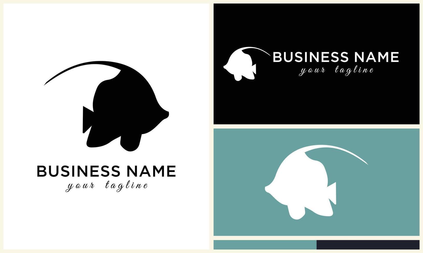 line art fish logo template vector